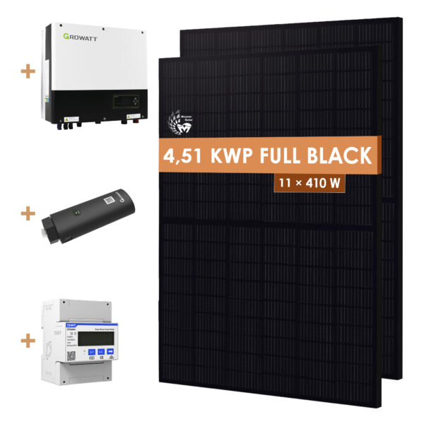 Photovoltaik-Set mit 4kW Growatt Wechselrichter und 11 Maysun MS410MB-40H Modulen (4,51 kWp)